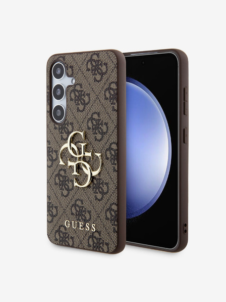 Guess PU 4G Metal Logo Zadní Kryt pro Samsung Galaxy S24+ Brown Ovitek za telefon