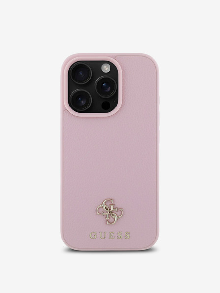 Guess PU Grained 4G Small Metal Logo MagSafe Zadní Kryt pro iPhone 16 Pro Pink Ovitek za telefon