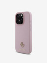 Guess PU Grained 4G Small Metal Logo MagSafe Zadní Kryt pro iPhone 16 Pro Pink Ovitek za telefon