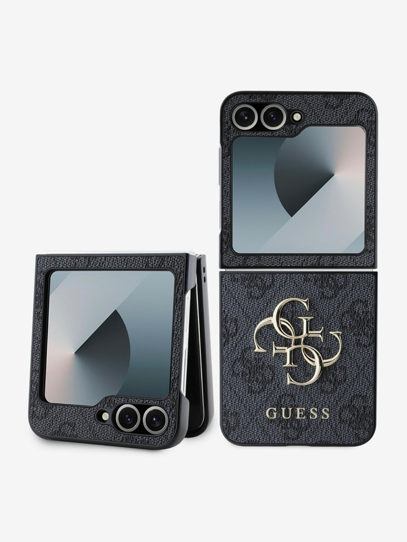 Guess PU 4G Metal Logo Zadní Kryt pro Samsung Galaxy Z Flip 6 Grey Ovitek za telefon