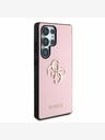 Guess PU Grained 4G Metal Logo Zadní Kryt pro Samsung Galaxy S25 Ultra Pink Ovitek za telefon