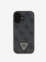 Guess PU 4G Strass Triangle Metal Logo Zadní Kryt + Crossbody Popruh pro iPhone 16 Black Ovitek za telefon