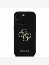 Guess PU Grained 4G Metal Logo Zadní Kryt pro iPhone 15 Pro Black Ovitek za telefon