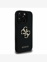 Guess PU Grained 4G Metal Logo Zadní Kryt pro iPhone 15 Pro Black Ovitek za telefon