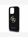 Guess PU Grained 4G Metal Logo Zadní Kryt pro iPhone 15 Pro Black Ovitek za telefon