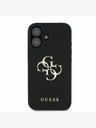 Guess PU Grained 4G Metal Logo Zadní Kryt pro iPhone 16 Black Ovitek za telefon