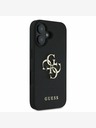 Guess PU Grained 4G Metal Logo Zadní Kryt pro iPhone 16 Black Ovitek za telefon