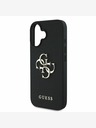 Guess PU Grained 4G Metal Logo Zadní Kryt pro iPhone 16 Black Ovitek za telefon