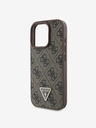 Guess PU 4G Strass Triangle Metal Logo Zadní Kryt + Crossbody Popruh pro iPhone 16 Pro Brown Ovitek za telefon