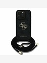 Guess PU 4G Metal Logo Crossbody Popruh Zadní Kryt pro iPhone 15 Pro Black Ovitek za telefon