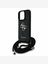 Guess PU 4G Metal Logo Crossbody Popruh Zadní Kryt pro iPhone 15 Pro Black Ovitek za telefon