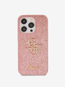 Guess PU Fixed Glitter 4G Metal Logo Zadní Kryt pro iPhone 15 Pro Pink Ovitek za telefon