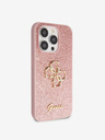 Guess PU Fixed Glitter 4G Metal Logo Zadní Kryt pro iPhone 15 Pro Pink Ovitek za telefon