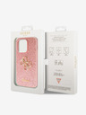 Guess PU Fixed Glitter 4G Metal Logo Zadní Kryt pro iPhone 15 Pro Pink Ovitek za telefon