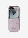 Guess PC/TPU Glitter Flakes Metal Logo Zadní Kryt pro Samsung Galaxy Z Flip 6 Pink Ovitek za telefon