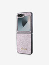 Guess PC/TPU Glitter Flakes Metal Logo Zadní Kryt pro Samsung Galaxy Z Flip 6 Pink Ovitek za telefon