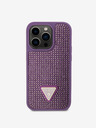 Guess Rhinestones Triangle Metal Logo Kryt pro iPhone 15 Pro Purple Ovitek za telefon