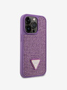 Guess Rhinestones Triangle Metal Logo Kryt pro iPhone 15 Pro Purple Ovitek za telefon