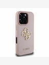 Guess PU Grained 4G Metal Logo Zadní Kryt pro iPhone 16 Pro Max Pink Ovitek za telefon