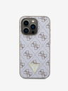 Guess PU Leather 4G Triangle Metal Logo Zadní Kryt pro iPhone 15 Pro White Ovitek za telefon