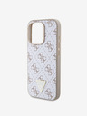 Guess PU Leather 4G Triangle Metal Logo Zadní Kryt pro iPhone 15 Pro White Ovitek za telefon