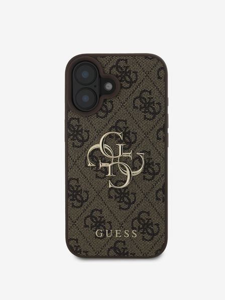 Guess PU 4G Metal Logo Zadní Kryt pro iPhone 16 Plus Brown Ovitek za telefon