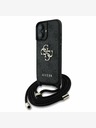 Guess PU 4G Metal Logo Crossbody Popruh Zadní Kryt pro iPhone 16 Black Ovitek za telefon