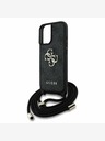 Guess PU 4G Metal Logo Crossbody Popruh Zadní Kryt pro iPhone 16 Black Ovitek za telefon