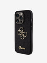 Guess PU Fixed Glitter 4G Metal Logo Zadní Kryt pro iPhone 15 Pro Black Ovitek za telefon