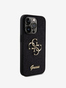 Guess PU Fixed Glitter 4G Metal Logo Zadní Kryt pro iPhone 15 Pro Black Ovitek za telefon