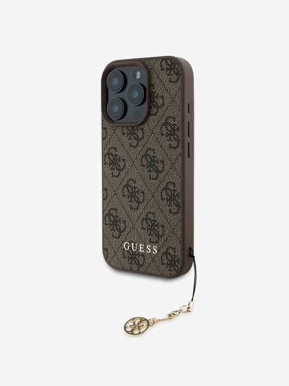 Guess 4G Charm Zadní Kryt pro iPhone 16 Pro Tone on Tone Brown Ovitek za telefon