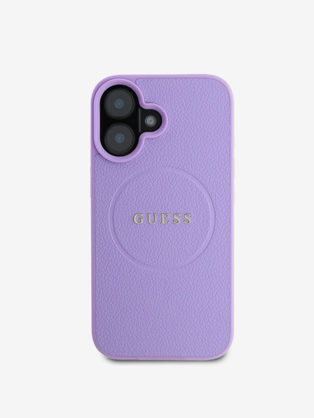 Guess PU Grained Classic Logo MagSafe Zadní Kryt pro iPhone 16 Purple Ovitek za telefon