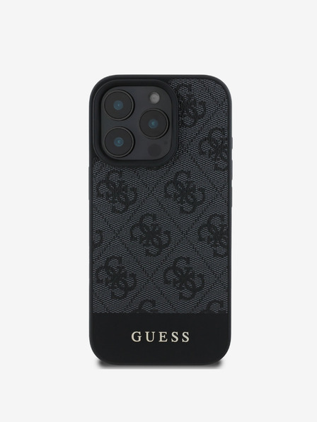 Guess PU 4G Stripe Zadní Kryt pro iPhone 16 Pro Grey Ovitek za telefon