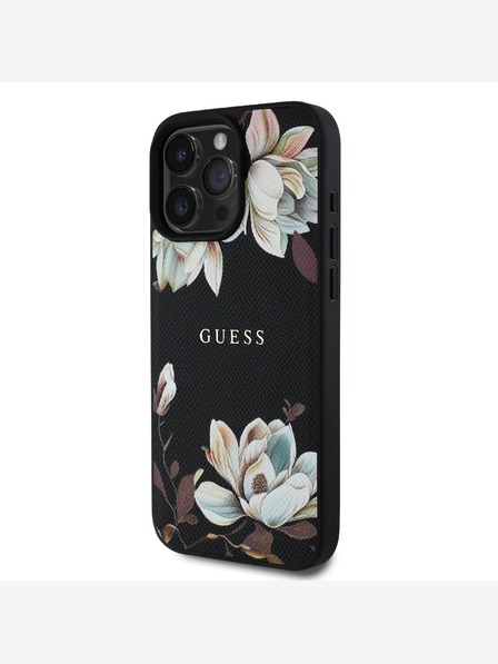 Guess PU Grained Magnolia MagSafe Zadní Kryt pro iPhone 16 Pro Max Black Ovitek za telefon