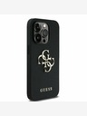 Guess PU Grained 4G Metal Logo Zadní Kryt pro iPhone 13 Pro Black Ovitek za telefon