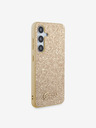 Guess PC/TPU Glitter Flakes Metal Logo Zadní Kryt pro Samsung Galaxy S24+ Gold Ovitek za telefon