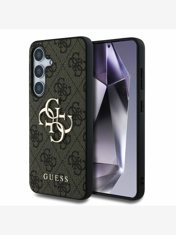 Guess PU 4G Metal Logo Zadní Kryt pro Samsung Galaxy S25+ Brown Ovitek za telefon