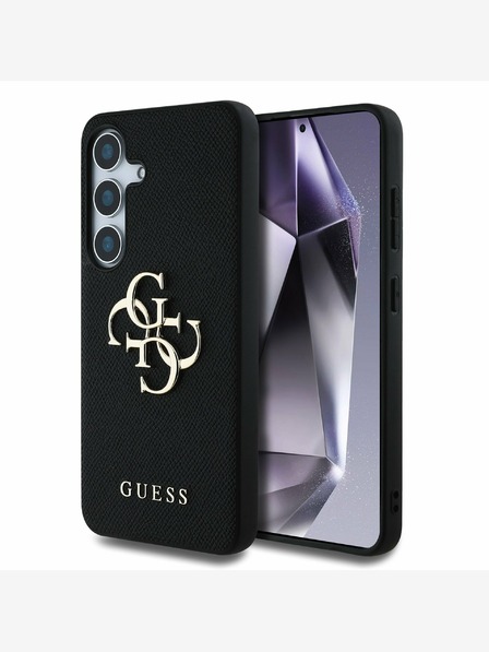 Guess PU Grained 4G Metal Logo Zadní Kryt pro Samsung Galaxy S25+ Black Ovitek za telefon