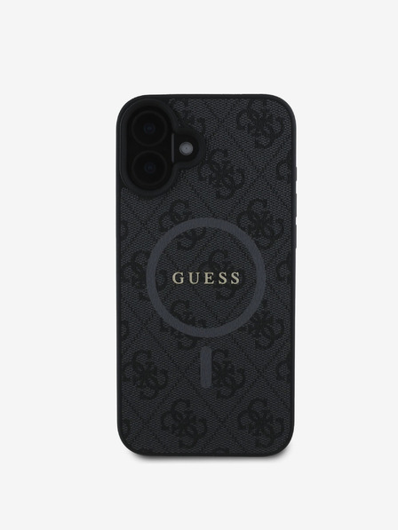 Guess PU Leather 4G Colored Ring MagSafe Zadní Kryt pro iPhone 16 Black Ovitek za telefon