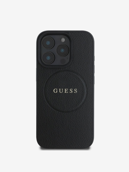 Guess PU Grained Classic Logo MagSafe Zadní Kryt pro iPhone 16 Pro Black Ovitek za telefon