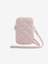 Guess PU Quilted 4G Metal Logo Taška na Telefon se Zipem Pink Ovitek za telefon