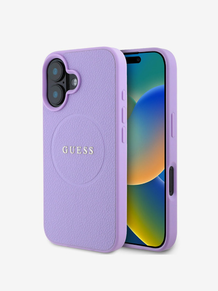 Guess PU Grained Classic Logo MagSafe Zadní Kryt pro iPhone 16 Plus Purple Ovitek za telefon