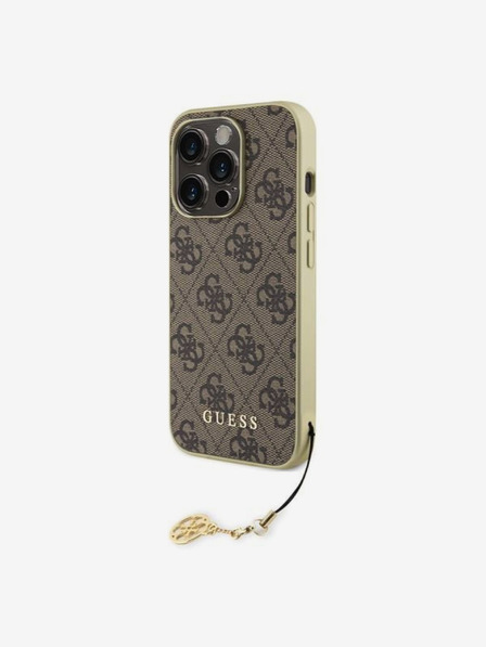 Guess 4G Charm Zadní Kryt pro iPhone 15 Pro Brown Ovitek za telefon