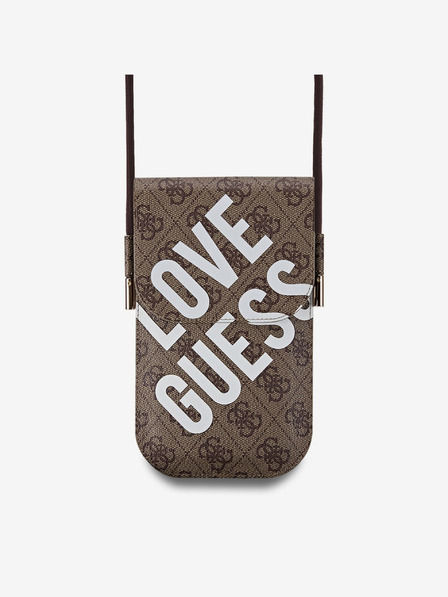 Guess PU 4G Big Love Logo Taška na Telefon Brown Ovitek za telefon