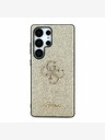 Guess PU Fixed Glitter 4G Metal Logo Zadní Kryt pro Samsung Galaxy S25 Ultra Gold Ovitek za telefon