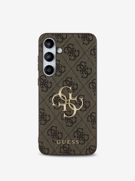 Guess PU 4G Metal Logo Zadní Kryt pro Samsung Galaxy S24 FE Brown Ovitek za telefon