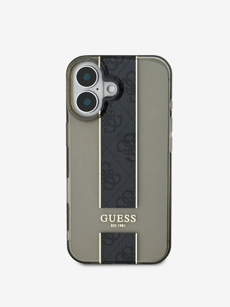 Guess IML Middle 4G Stripe Zadní Kryt pro iPhone 16 Black Ovitek za telefon