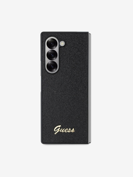 Guess PC/TPU Glitter Flakes Metal Logo Zadní Kryt pro Samsung Galaxy Z Fold 6 Black Ovitek za telefon