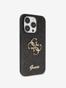 Guess PU Fixed Glitter 4G Metal Logo Zadní Kryt pro iPhone 15 Pro Max Black Ovitek za telefon