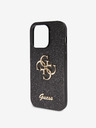 Guess PU Fixed Glitter 4G Metal Logo Zadní Kryt pro iPhone 15 Pro Max Black Ovitek za telefon